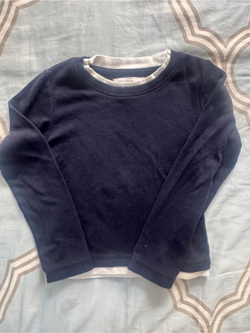 Zara Girls Navy Long Sleeve Layered-Look Tee